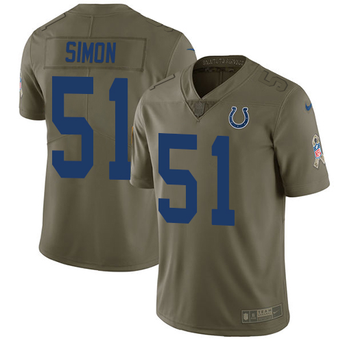 Nike Colts #51 John Simon Olive Men's Stitched NFL Limited Salute To Service Jersey